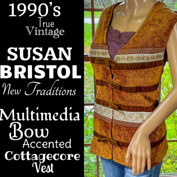 Vintage Tops - ▪️VTG▪️SUSAN BRISTOL▪️1990's Multimedia Bow Accented Cottagecore Vest